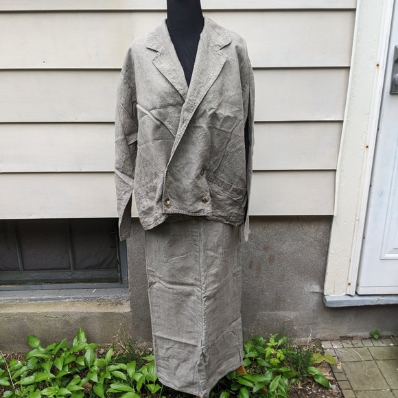 FLAX 100% Linen Wrap Skirt Sz M with FLAW see pics - Picture 11 of 11